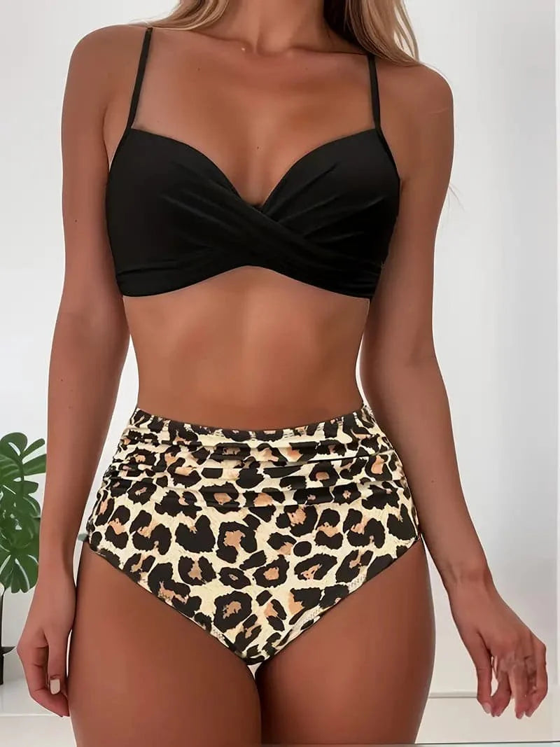 Bikiniset | Gerimpeld | Gedraaid | Bikini met hoge taille | Zwemkleding voor dames-Hallo Susanne