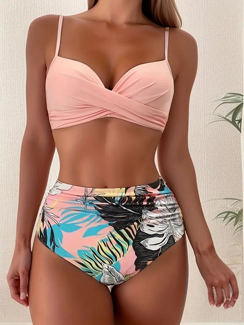 Bikiniset | Gerimpeld | Gedraaid | Bikini met hoge taille | Zwemkleding voor dames-Hallo Susanne