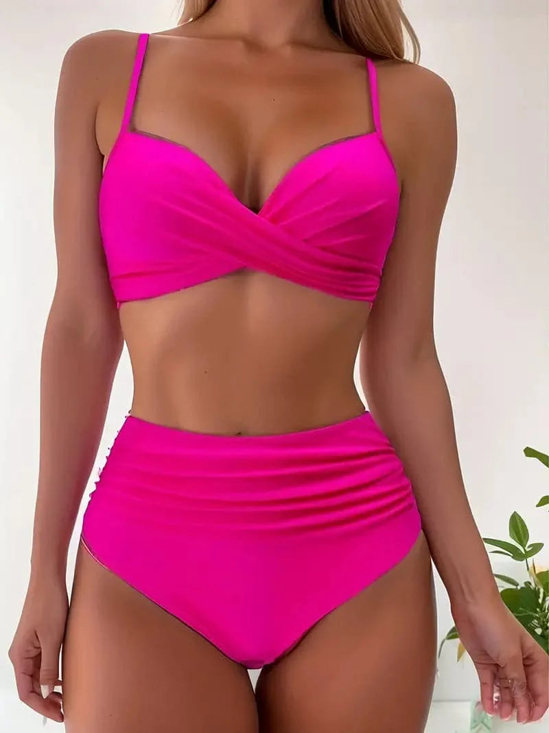 Bikiniset | Gerimpeld | Gedraaid | Bikini met hoge taille | Zwemkleding voor dames-Hallo Susanne