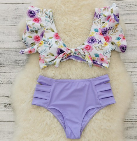 Bikiniset - Tweedelig - Mouwen met ruches - Bikini met hoge taille - Damesbadkleding-Hallo Susanne