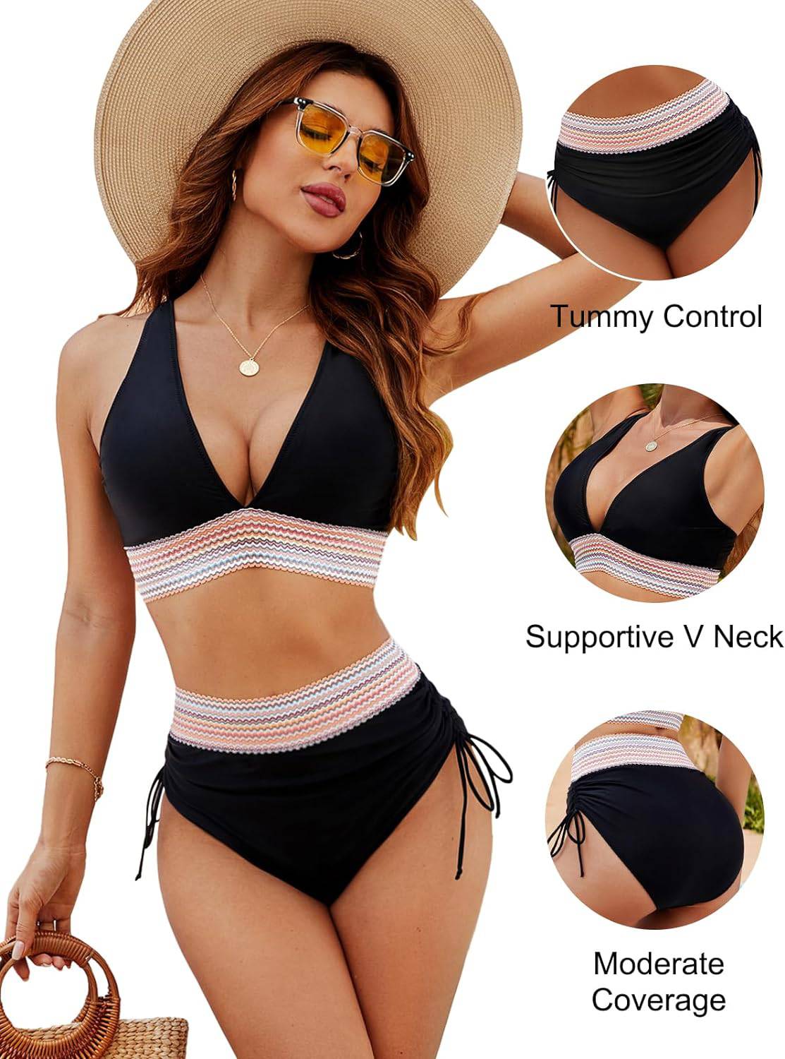 Bikiniset - Tweedelig - V-hals - Bikini met hoge taille - Zwemkleding voor dames-Hallo Susanne