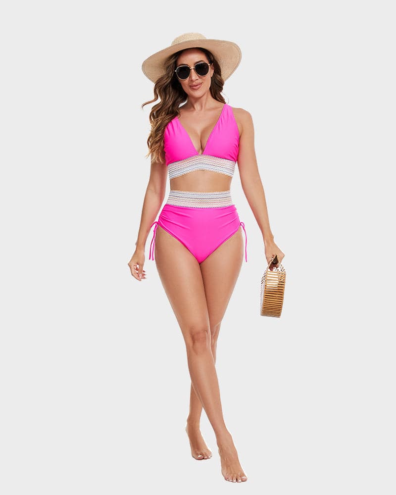 Bikiniset - Tweedelig - V-hals - Bikini met hoge taille - Zwemkleding voor dames-Hallo Susanne