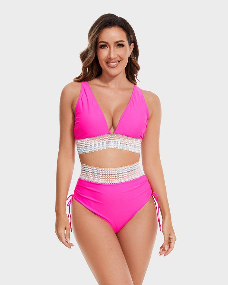 Bikiniset - Tweedelig - V-hals - Bikini met hoge taille - Zwemkleding voor dames-Hallo Susanne