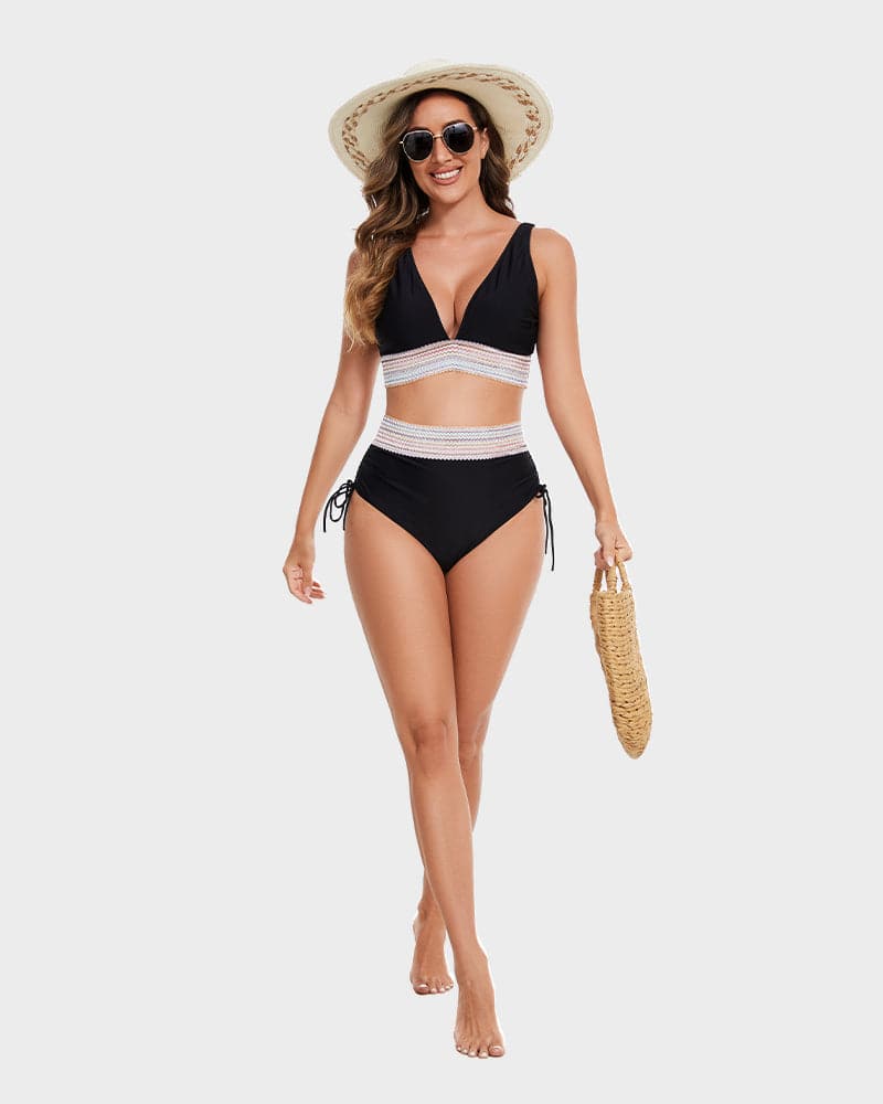 Bikiniset - Tweedelig - V-hals - Bikini met hoge taille - Zwemkleding voor dames-Hallo Susanne