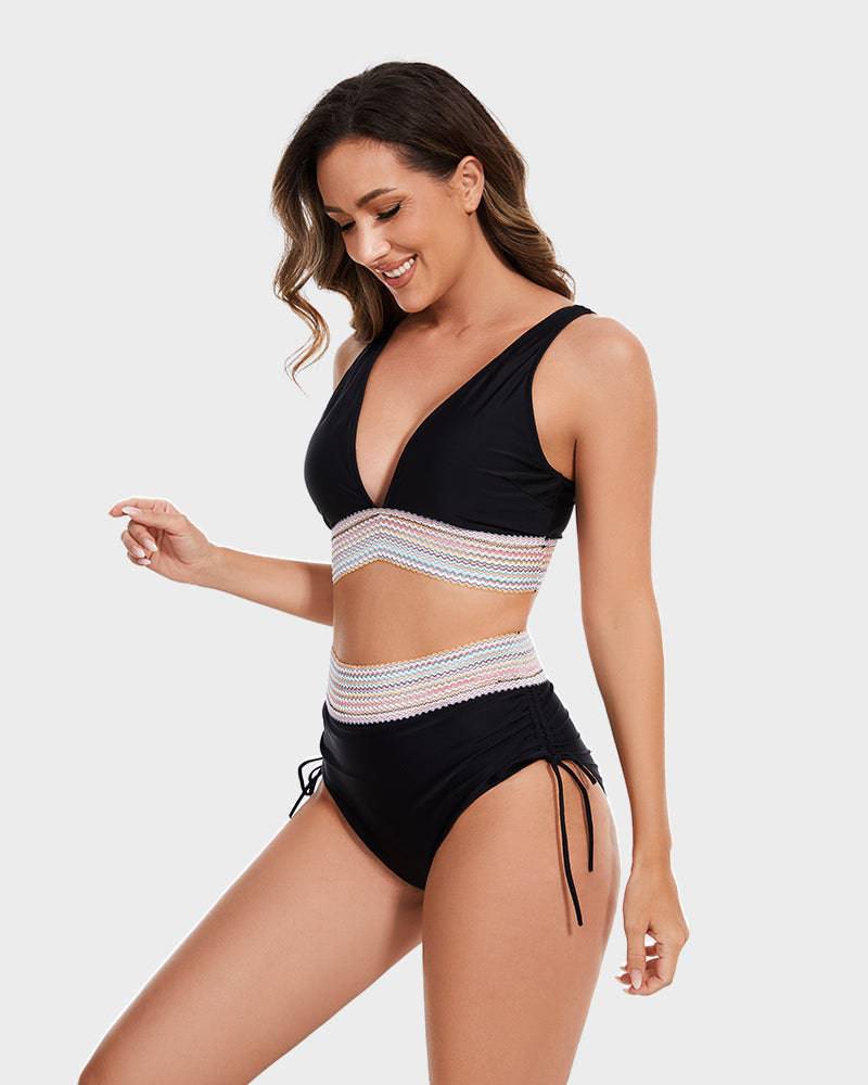 Bikiniset - Tweedelig - V-hals - Bikini met hoge taille - Zwemkleding voor dames-Hallo Susanne