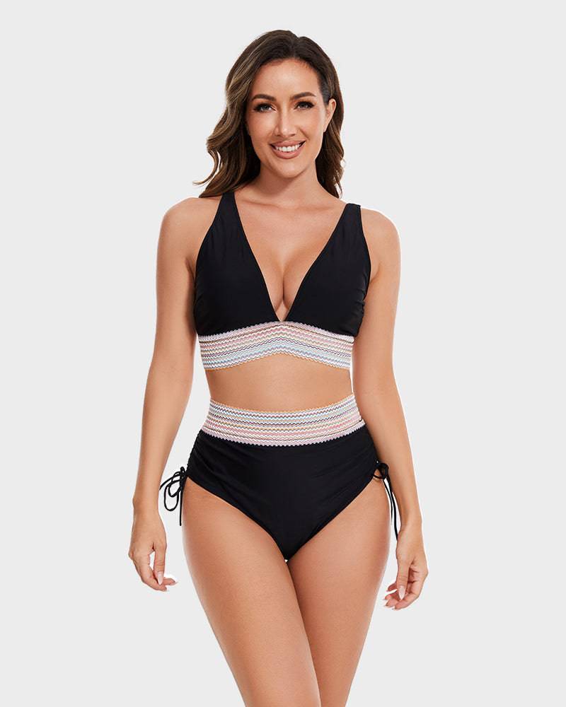 Bikiniset - Tweedelig - V-hals - Bikini met hoge taille - Zwemkleding voor dames-Hallo Susanne