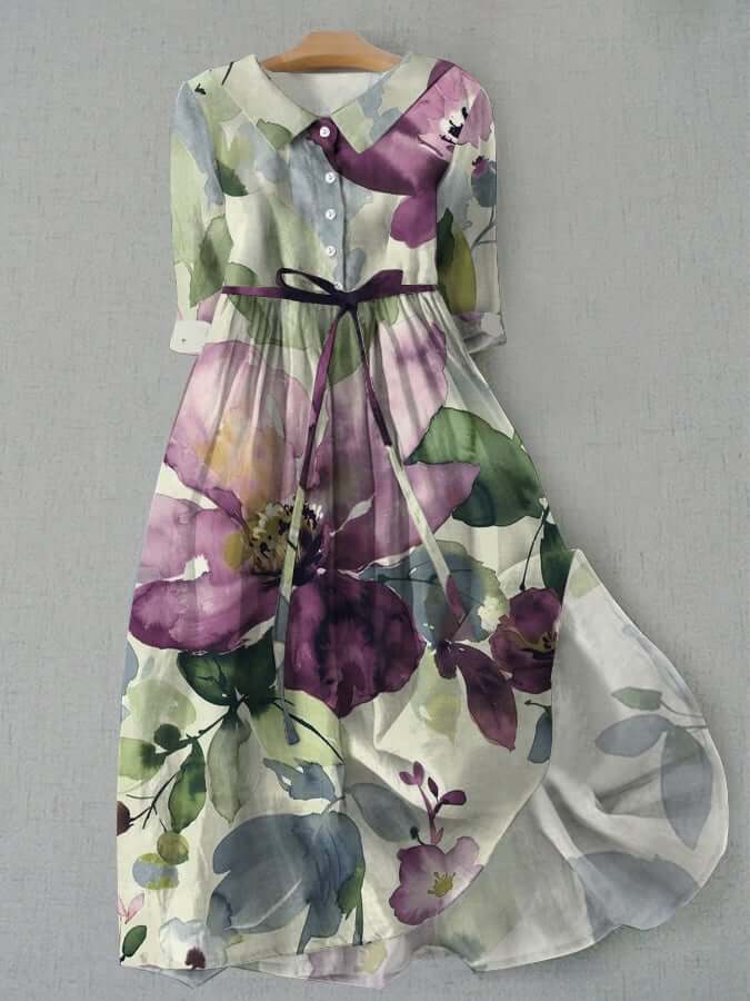 Bloemenjurk - Vrouwen Kraagloze Vintage Maxi Sundress-Hallo Susanne