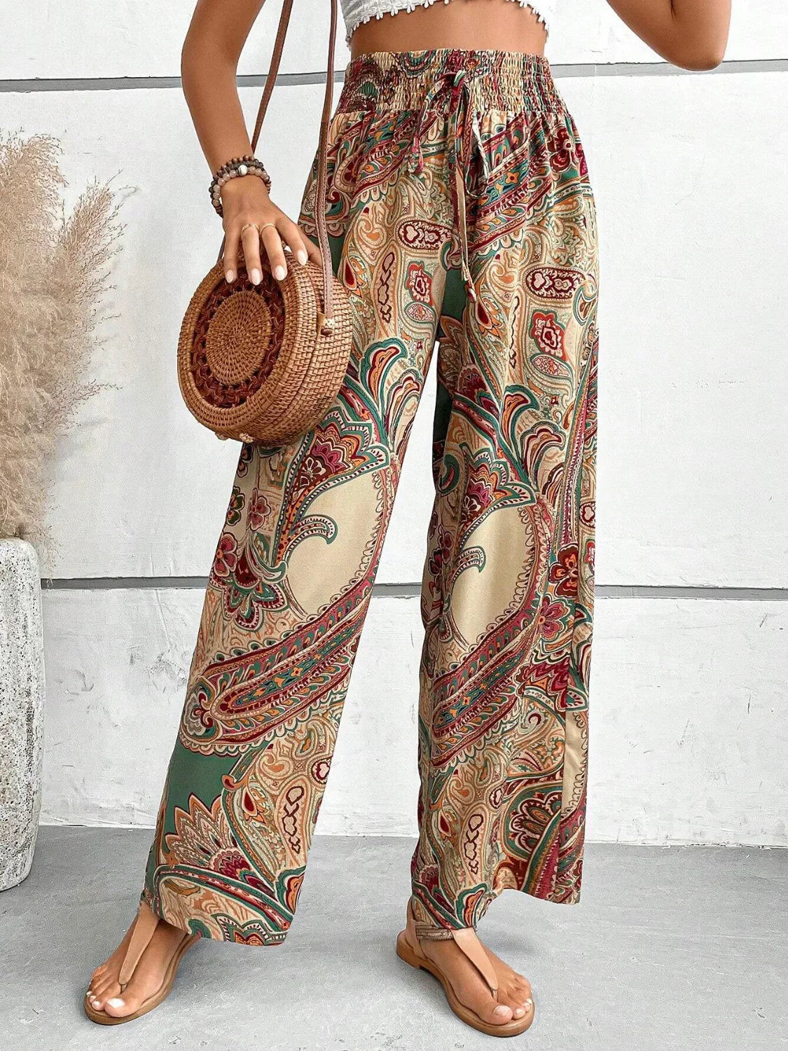 Broek Met Wijde Pijpen | Boho | Hoge Taille | Palazzo Broek | Damesbroek-Hallo Susanne
