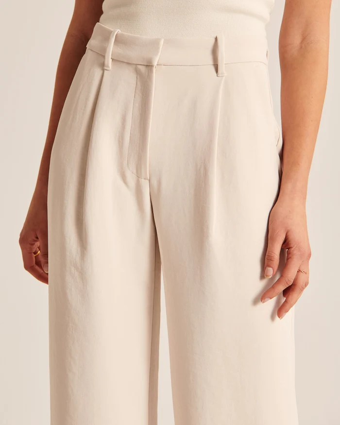 Broek met wijde pijpen | Hoge taille | Beige | Broek met wijde pijpen | Broek voor dames-Hallo Susanne