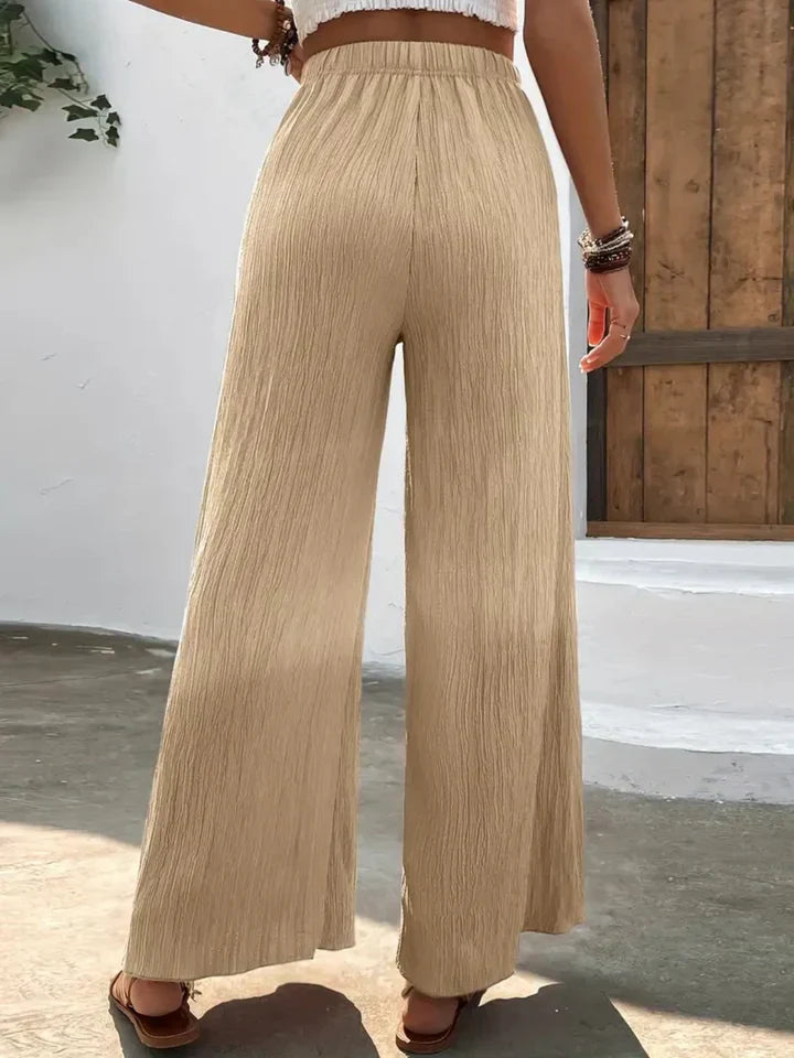 Broek met wijde pijpen - Hoge taille - Elastische taille - Palazzo broek - Damesbroeken-Hallo Susanne
