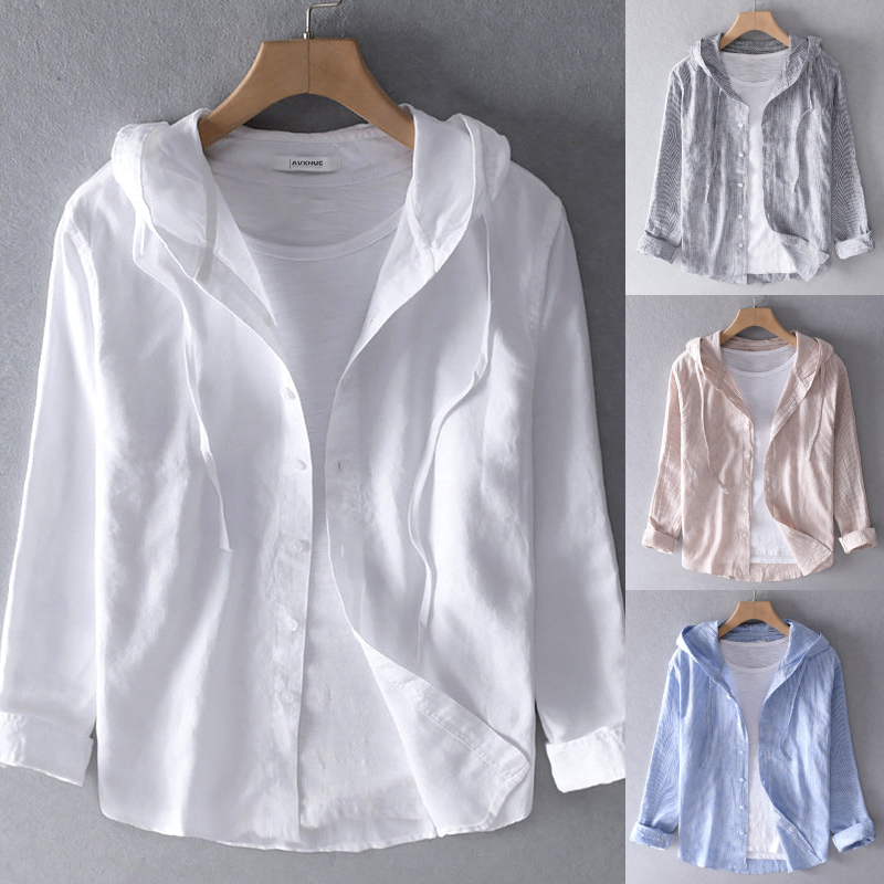 Button-Up Shirt | Lichtgewicht | Capuchon | Shirt Met Lange Mouwen | Dames Linnen Shirt-Hallo Susanne