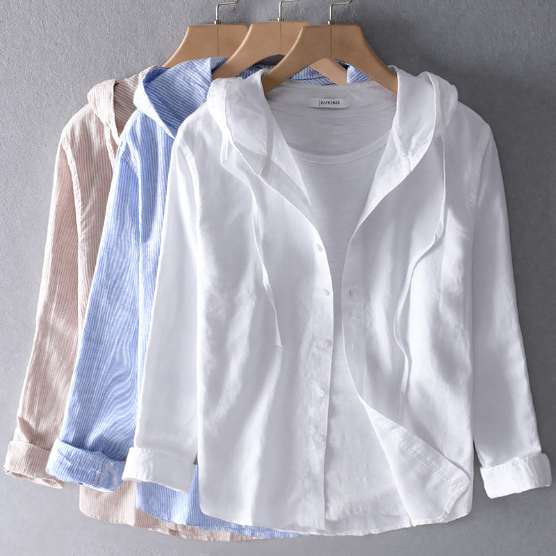 Button-Up Shirt | Lichtgewicht | Capuchon | Shirt Met Lange Mouwen | Dames Linnen Shirt-Hallo Susanne