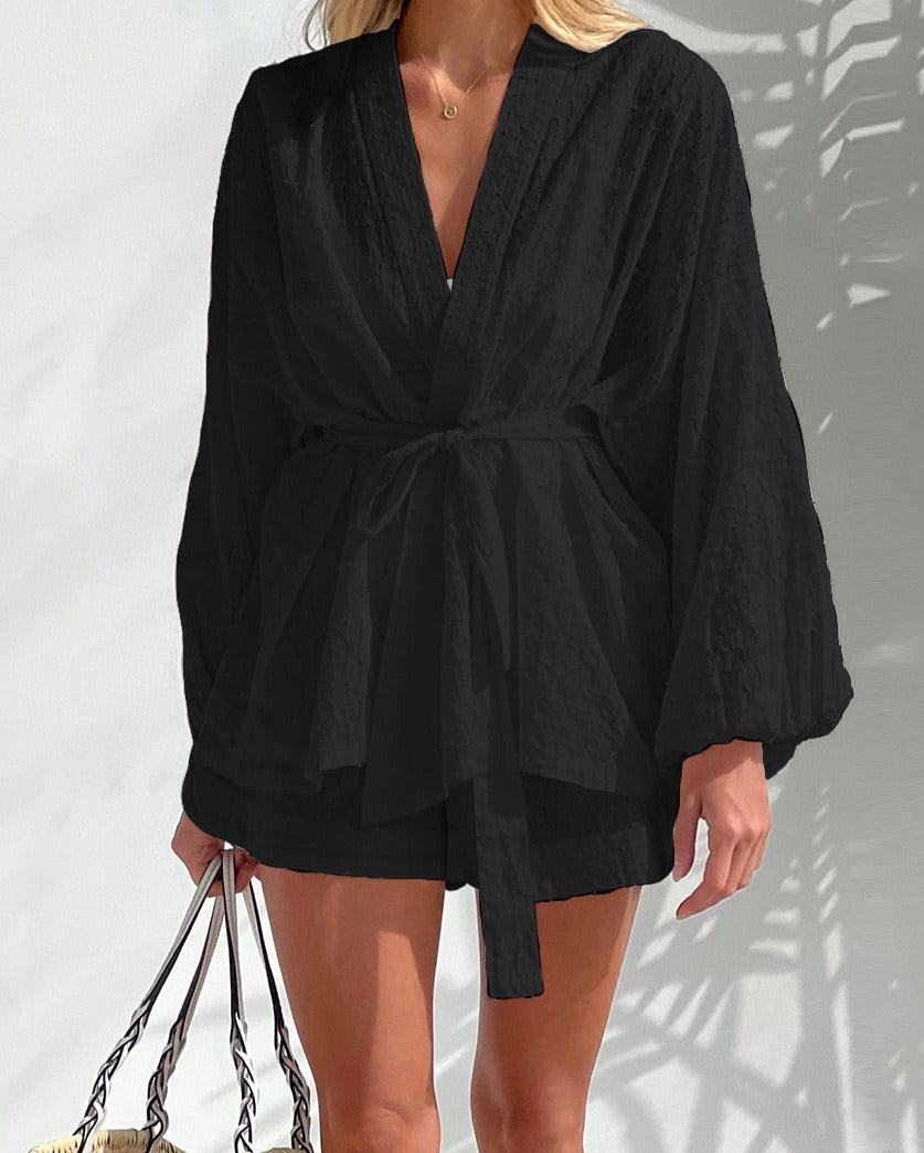 Co-Ord Set - Kimono Tweedelige Damesshort en Blouse voor de Zomer-Hallo Susanne