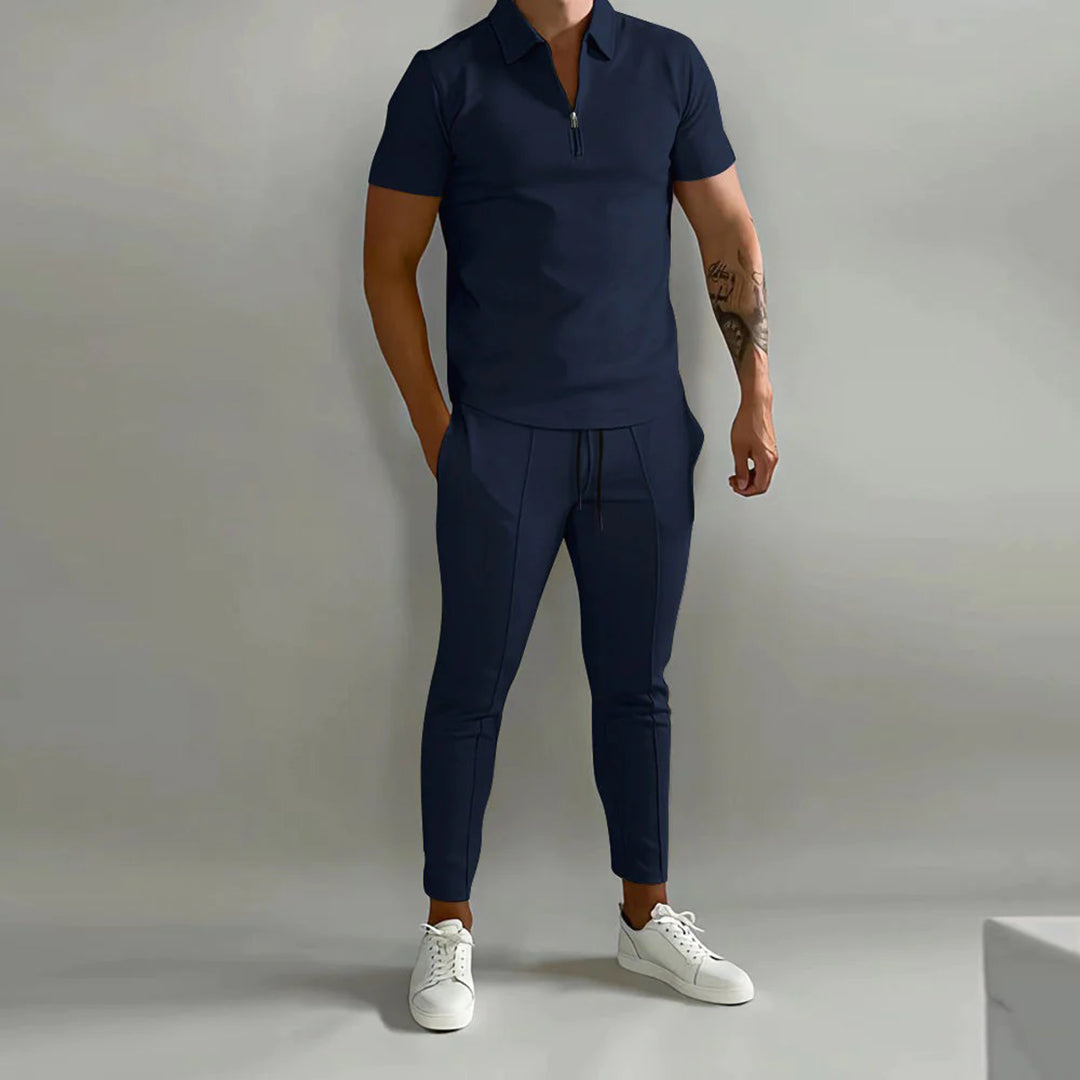 Co-Ord Set | Polo T-Shirt | Elastische Taille | Tweedelige Set | Zomer Heren Set-Hallo Susanne