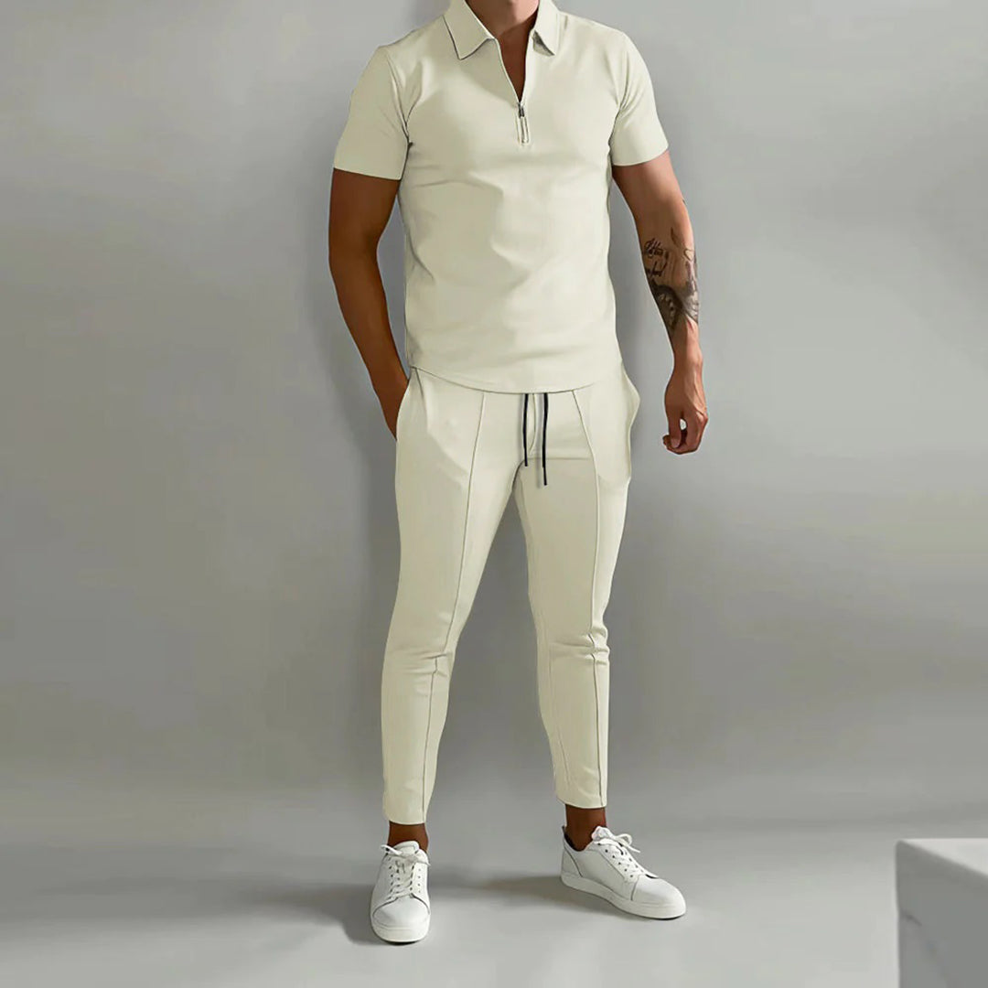 Co-Ord Set | Polo T-Shirt | Elastische Taille | Tweedelige Set | Zomer Heren Set-Hallo Susanne