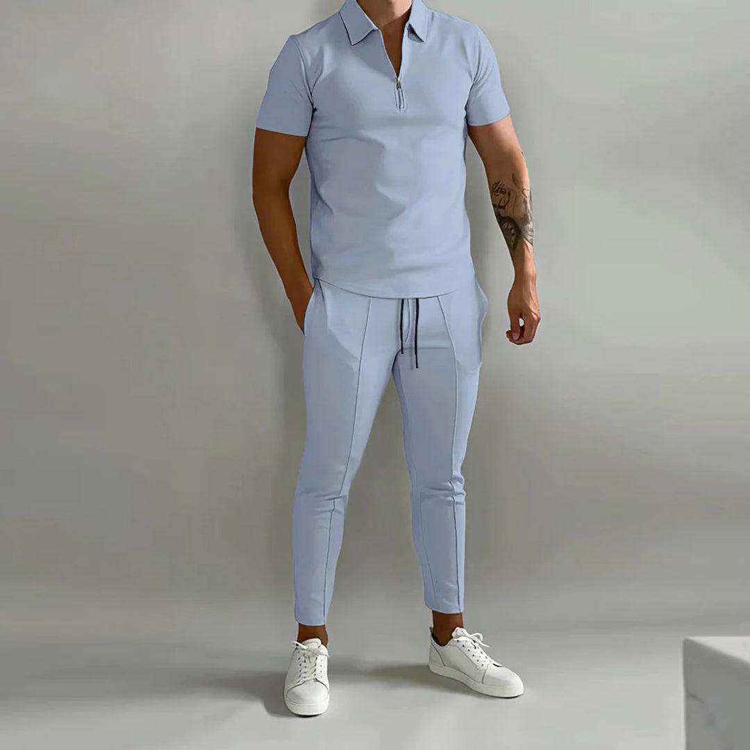 Co-Ord Set | Polo T-Shirt | Elastische Taille | Tweedelige Set | Zomer Heren Set-Hallo Susanne