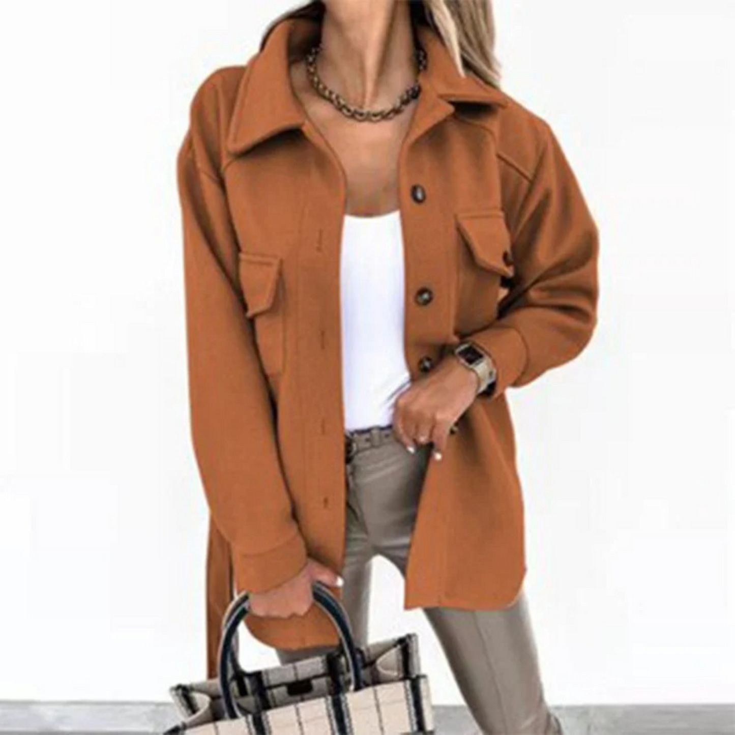 Damesjas | Knoopsluiting | Kraag | Jas met riem | Zomerjas-Hallo Susanne