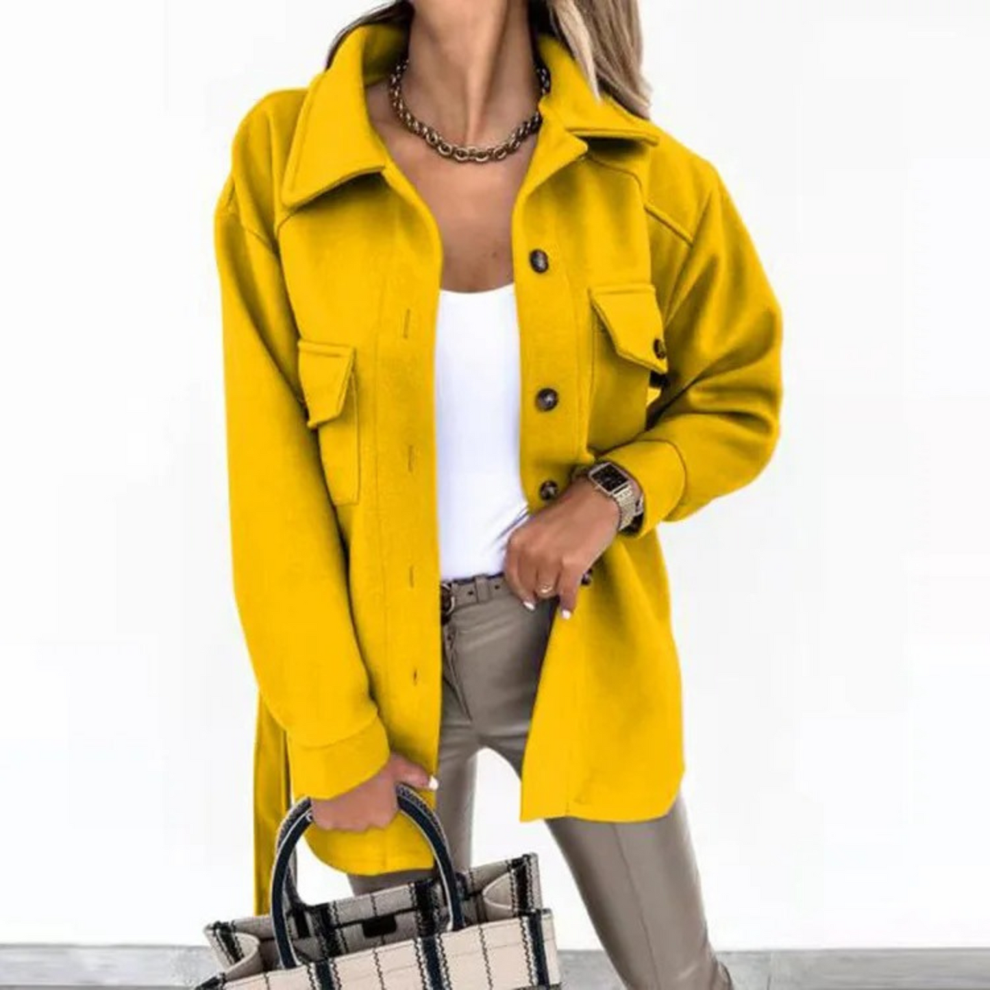 Damesjas | Knoopsluiting | Kraag | Jas met riem | Zomerjas-Hallo Susanne