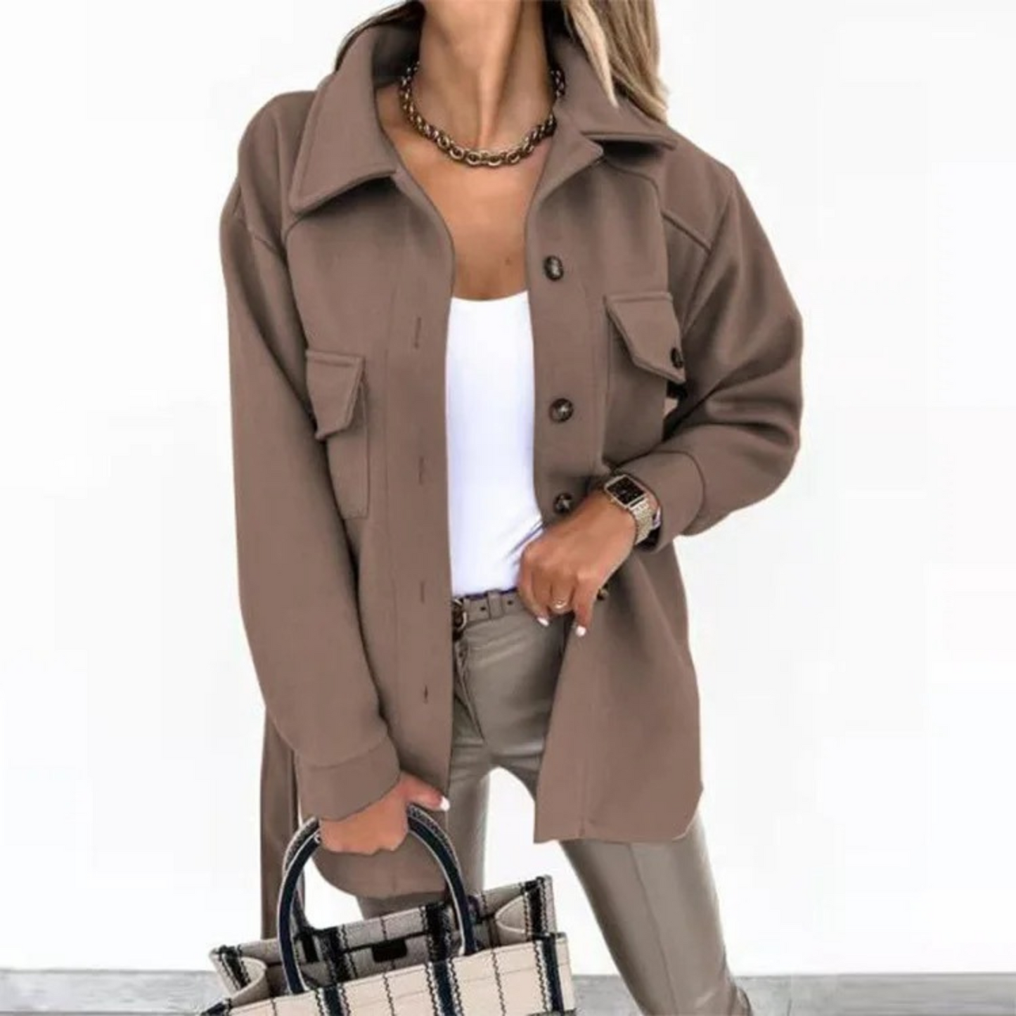 Damesjas | Knoopsluiting | Kraag | Jas met riem | Zomerjas-Hallo Susanne