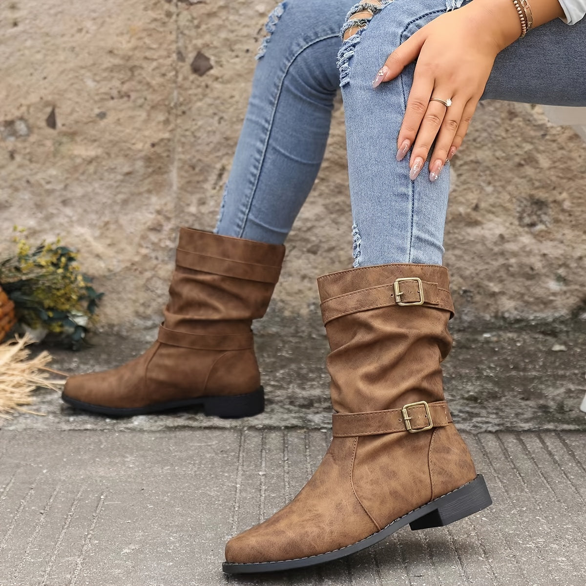 Dameslaarzen | Gespband | Vintage | Halflange laarzen | Slouchy laarzen-Hallo Susanne