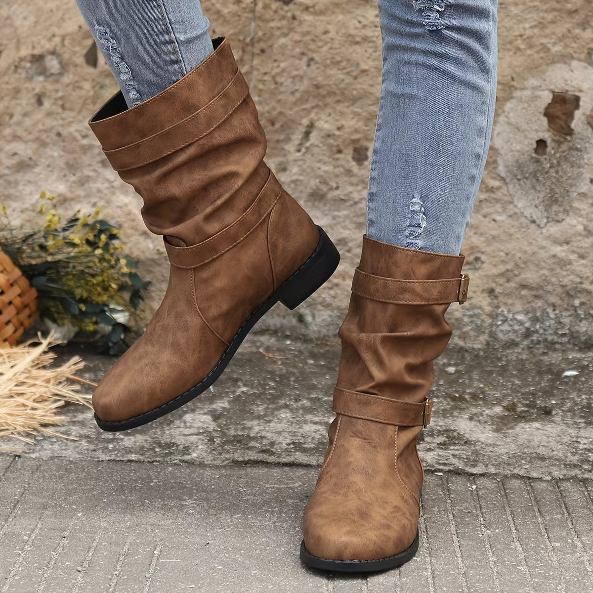 Dameslaarzen | Gespband | Vintage | Halflange laarzen | Slouchy laarzen-Hallo Susanne