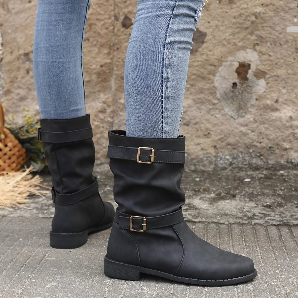 Dameslaarzen | Gespband | Vintage | Halflange laarzen | Slouchy laarzen-Hallo Susanne
