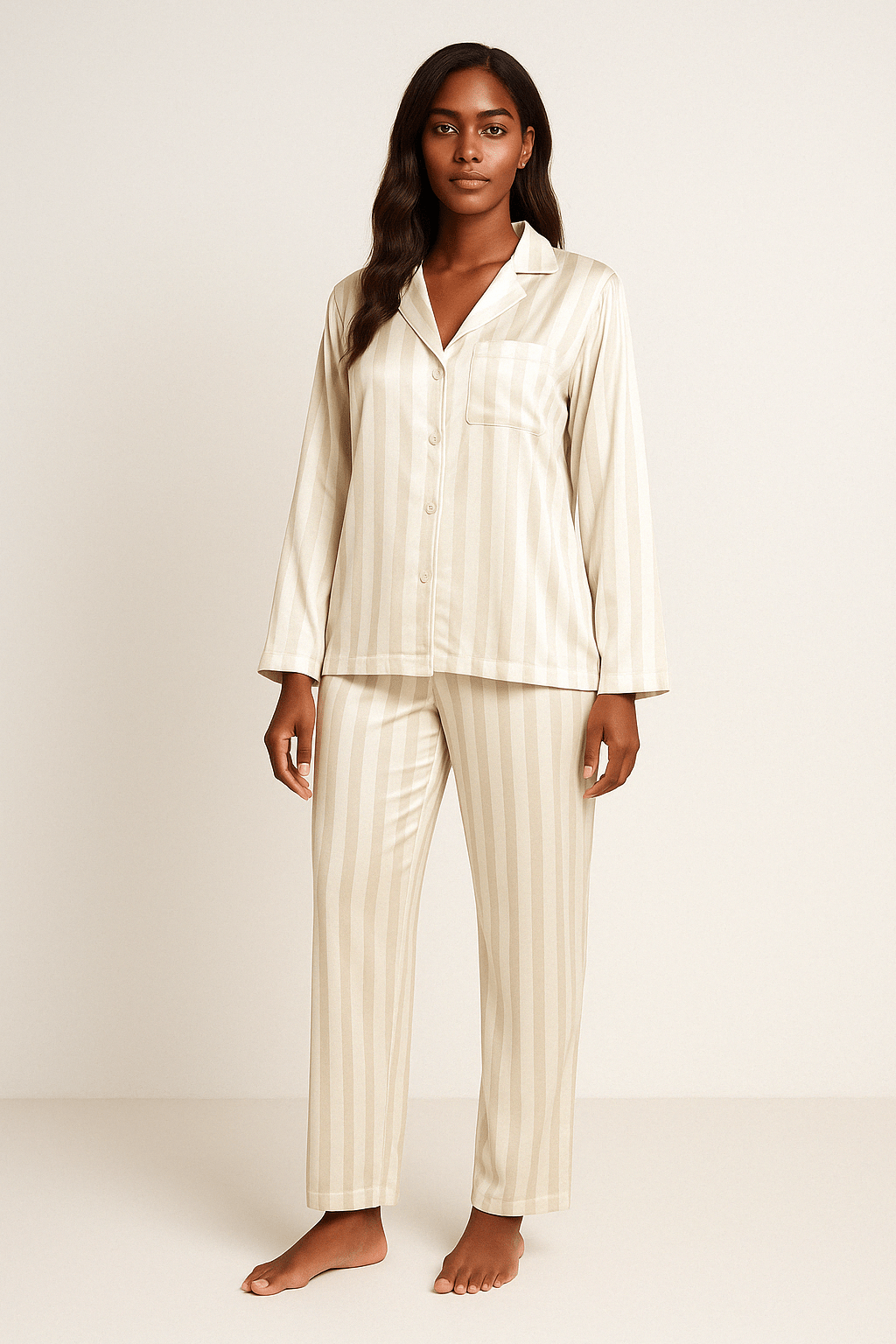 Damespyjama - Gestreepte - Lange mouwen - Satijnen pyjama - Pyjamaset-Hallo Susanne