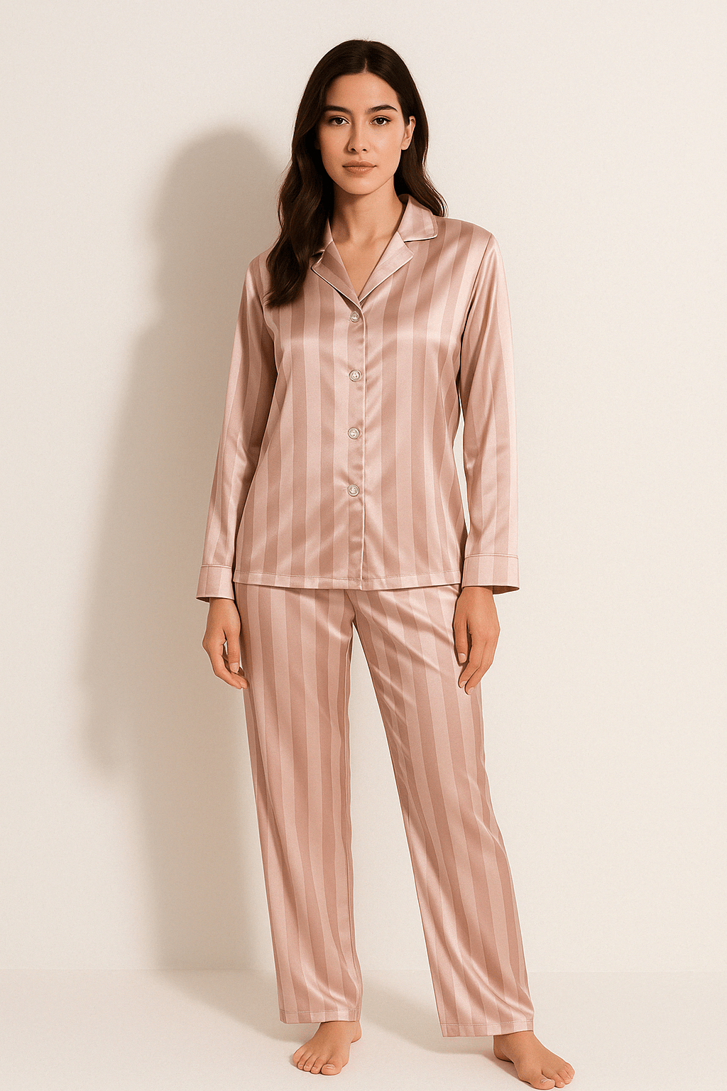 Damespyjama - Gestreepte - Lange mouwen - Satijnen pyjama - Pyjamaset-Hallo Susanne