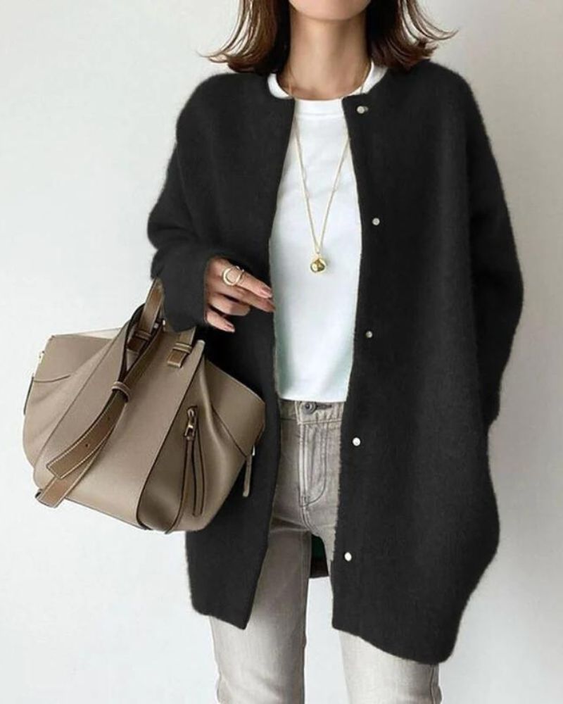 Damesvest - Halflang gebreid vest met knoopsluiting-Hallo Susanne