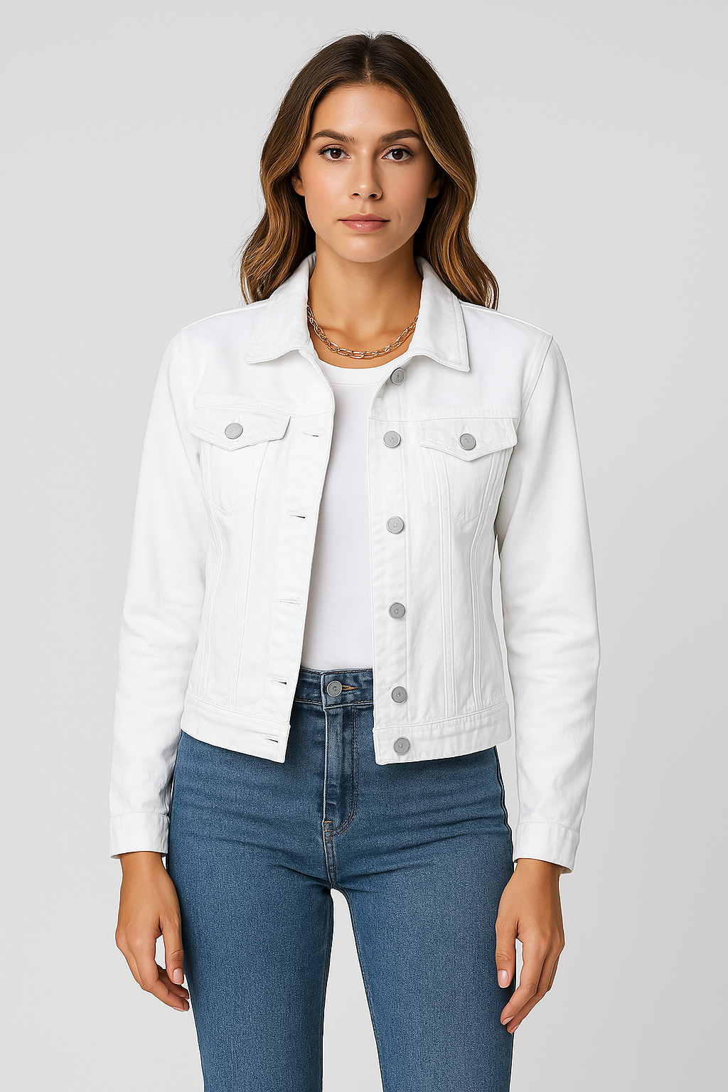 Denim Jasje - Klassiek kort slim fit denim jasje voor dames-Hallo Susanne