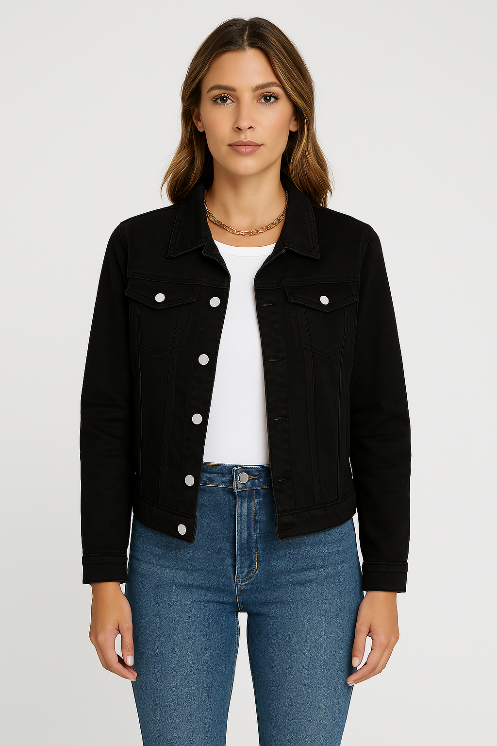 Denim Jasje - Klassiek kort slim fit denim jasje voor dames-Hallo Susanne