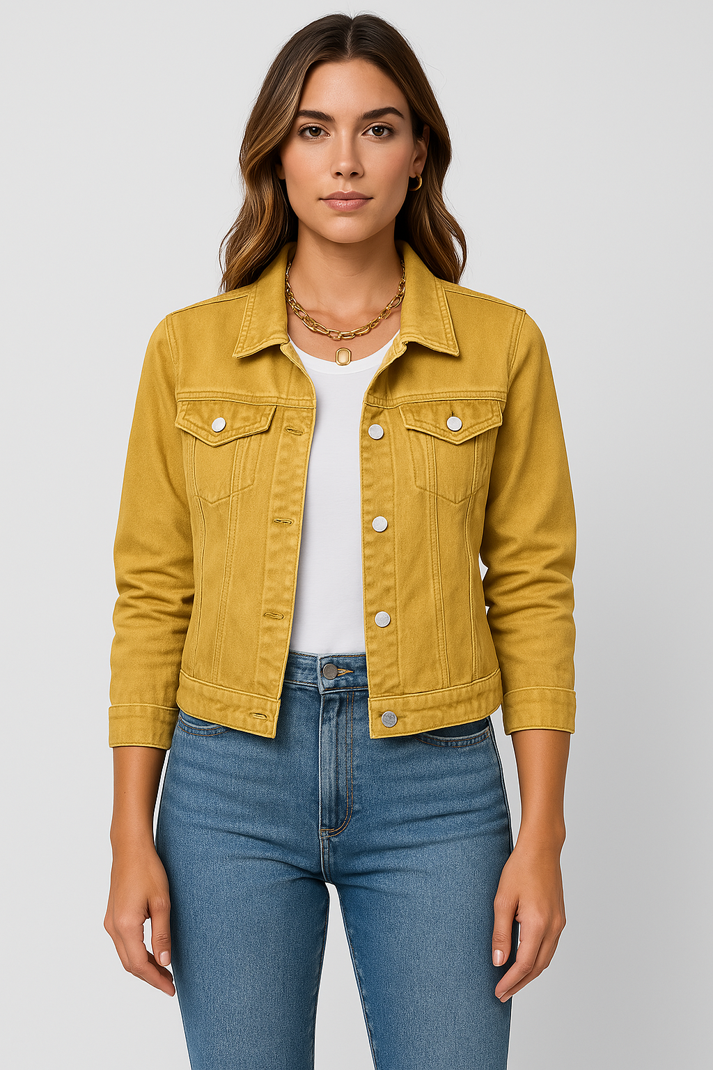 Denim Jasje - Klassiek kort slim fit denim jasje voor dames-Hallo Susanne