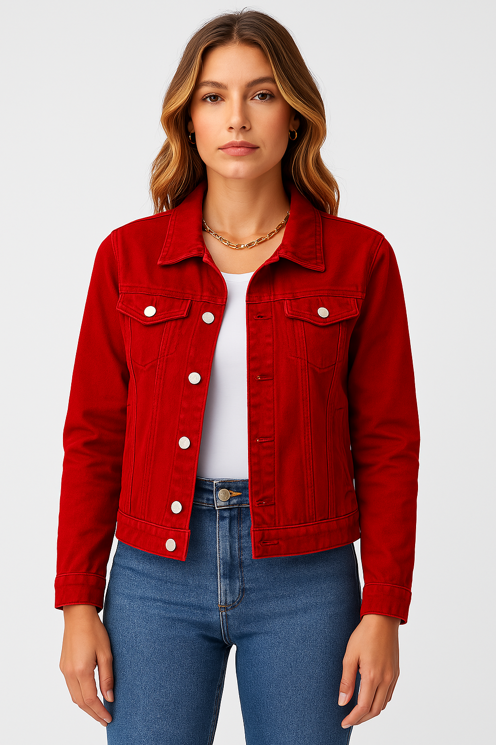 Denim Jasje - Klassiek kort slim fit denim jasje voor dames-Hallo Susanne