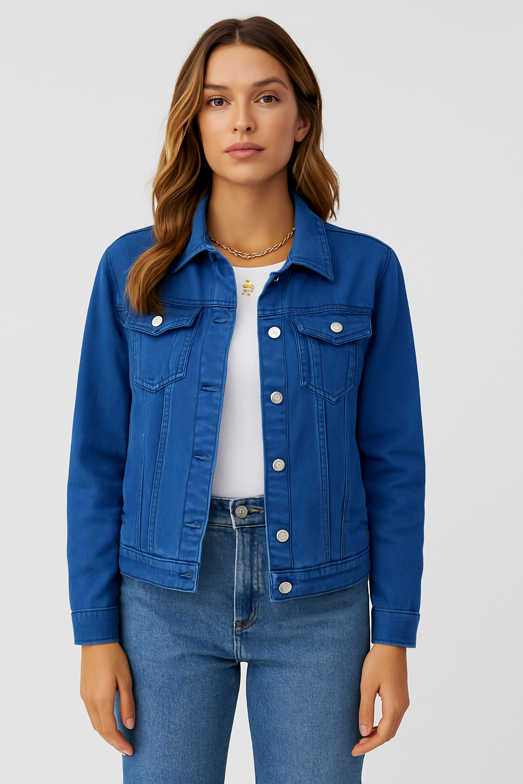 Denim Jasje - Klassiek kort slim fit denim jasje voor dames-Hallo Susanne