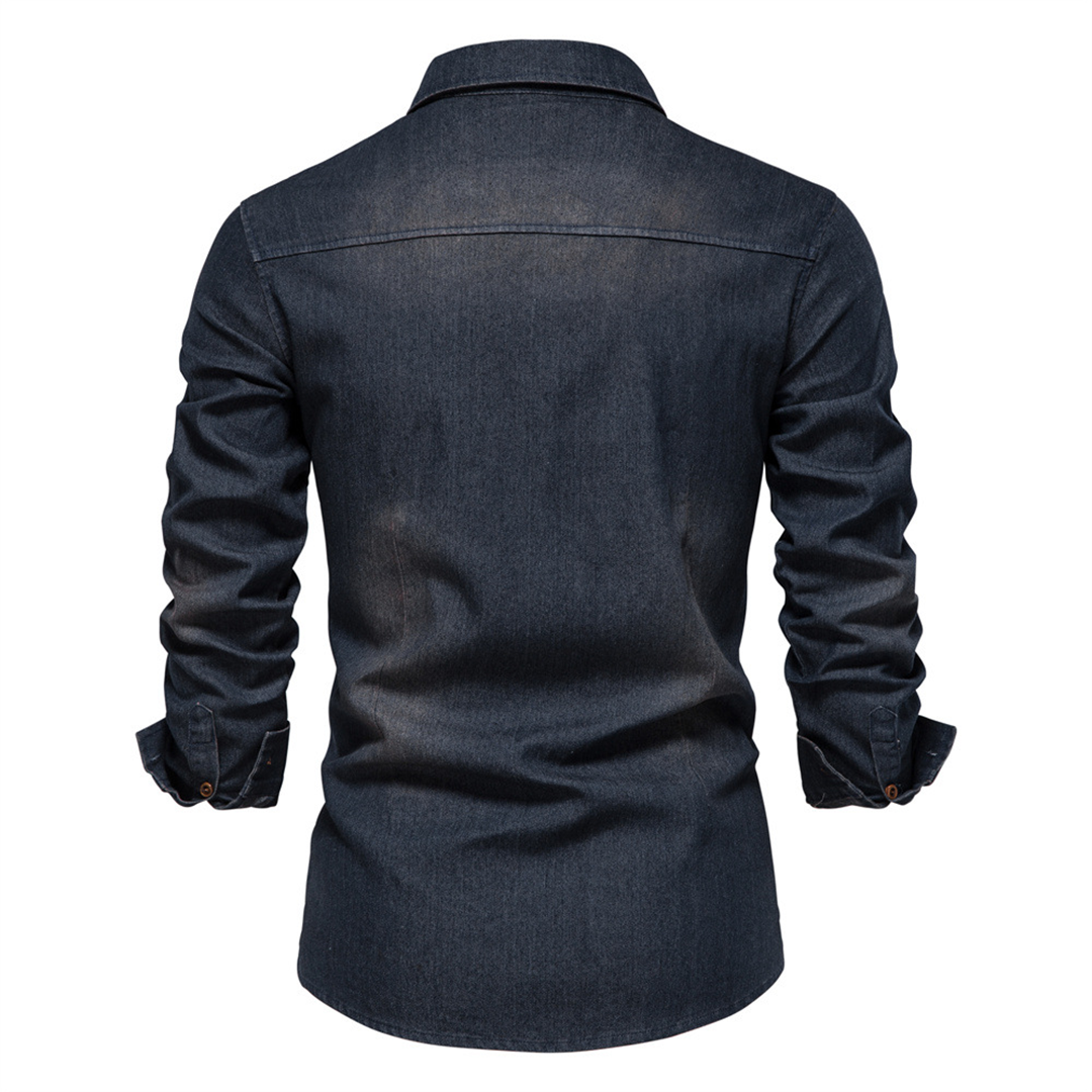 Denim Shirt | Button-Up | Collared | Shirt Met Lange Mouwen | Heren Overhemd-Hallo Susanne