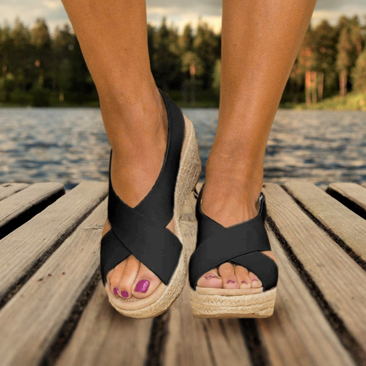 Espadrilles met sleehak - Orthopedisch - Verstelbare band - Platformsandalen - Damessandalen-Hallo Susanne