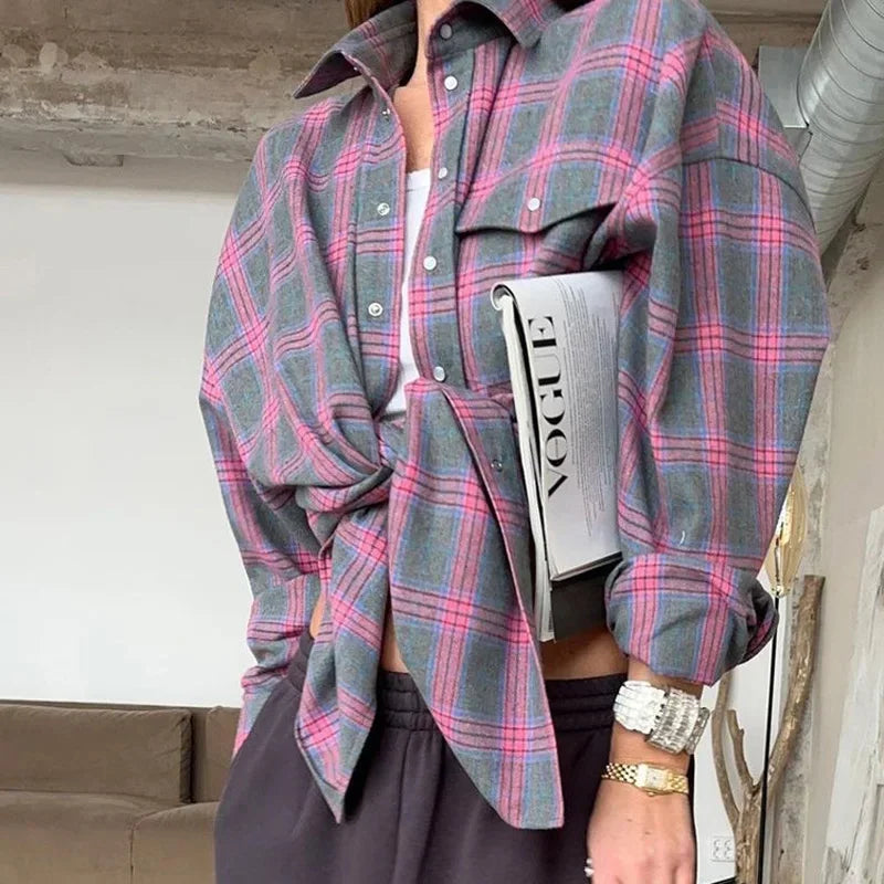 Flanellen overhemd - Katoen - Ruit - Oversized overhemd - Flanellen overhemden voor dames-Hallo Susanne