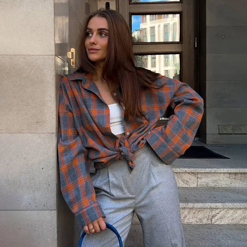 Flanellen overhemd - Katoen - Ruit - Oversized overhemd - Flanellen overhemden voor dames-Hallo Susanne