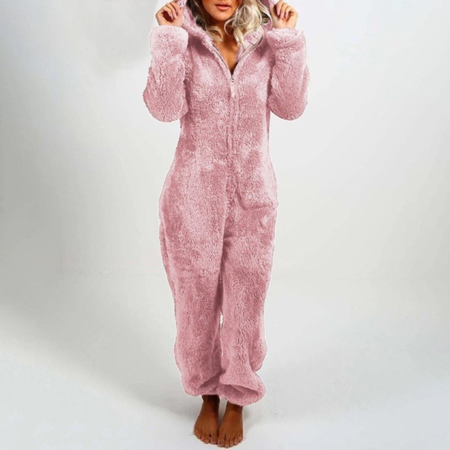 Fleece Jumpsuit | Lange Mouwen | Capuchon | Fleece Overalls | Dames Loungewear-Hallo Susanne