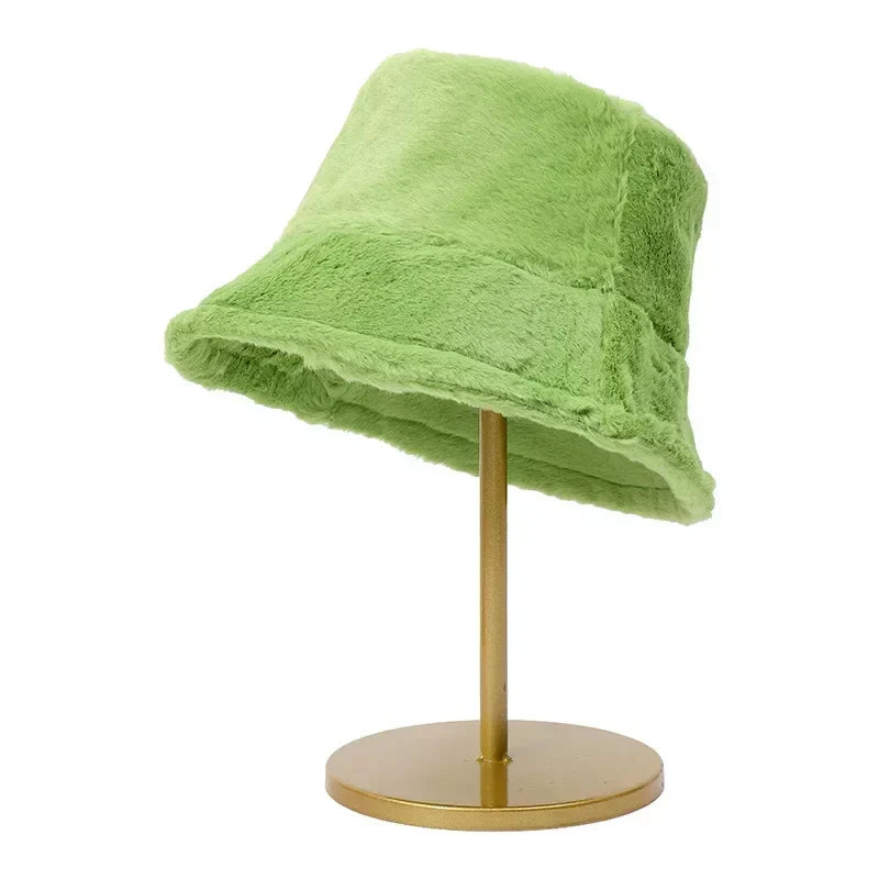 Fuzzy Bucket Hat - Vrouwen pluizige bontmuts voor de winter-Hallo Susanne