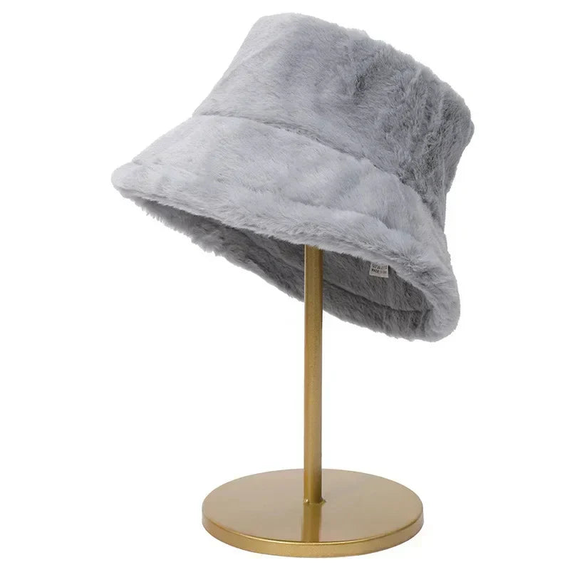 Fuzzy Bucket Hat - Vrouwen pluizige bontmuts voor de winter-Hallo Susanne