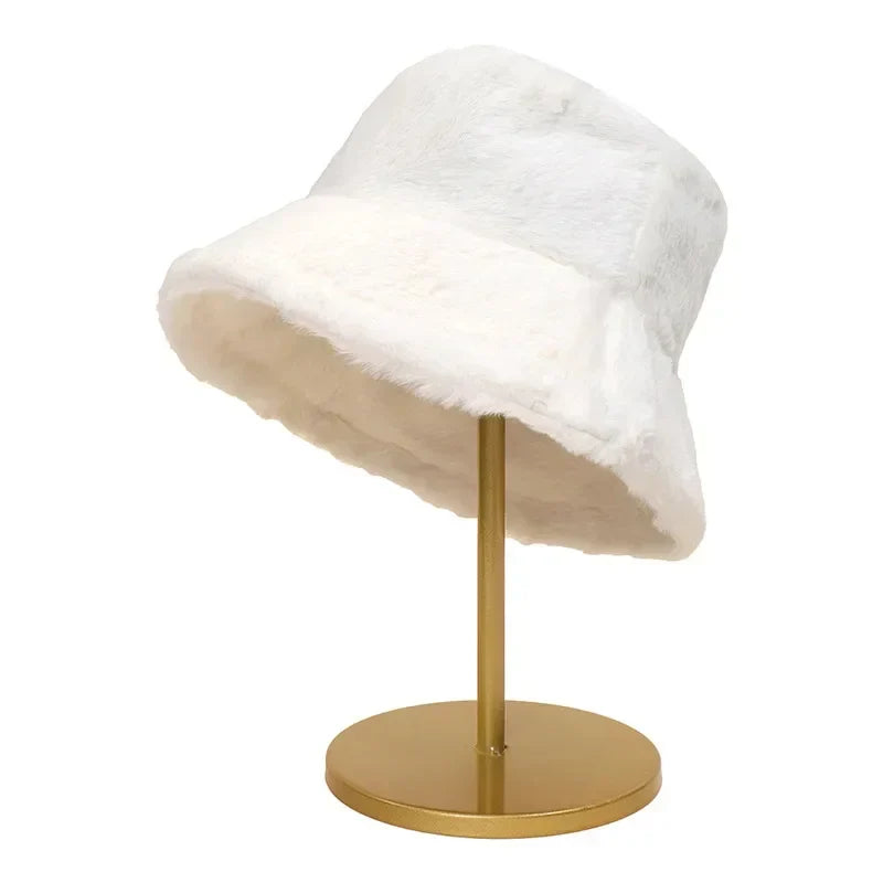 Fuzzy Bucket Hat - Vrouwen pluizige bontmuts voor de winter-Hallo Susanne