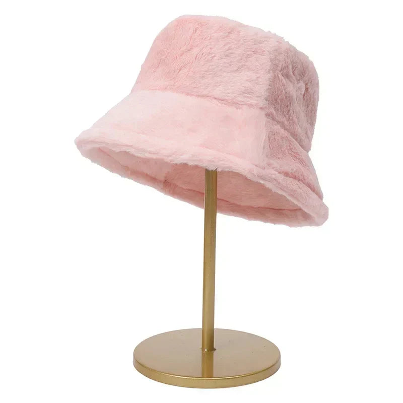 Fuzzy Bucket Hat - Vrouwen pluizige bontmuts voor de winter-Hallo Susanne