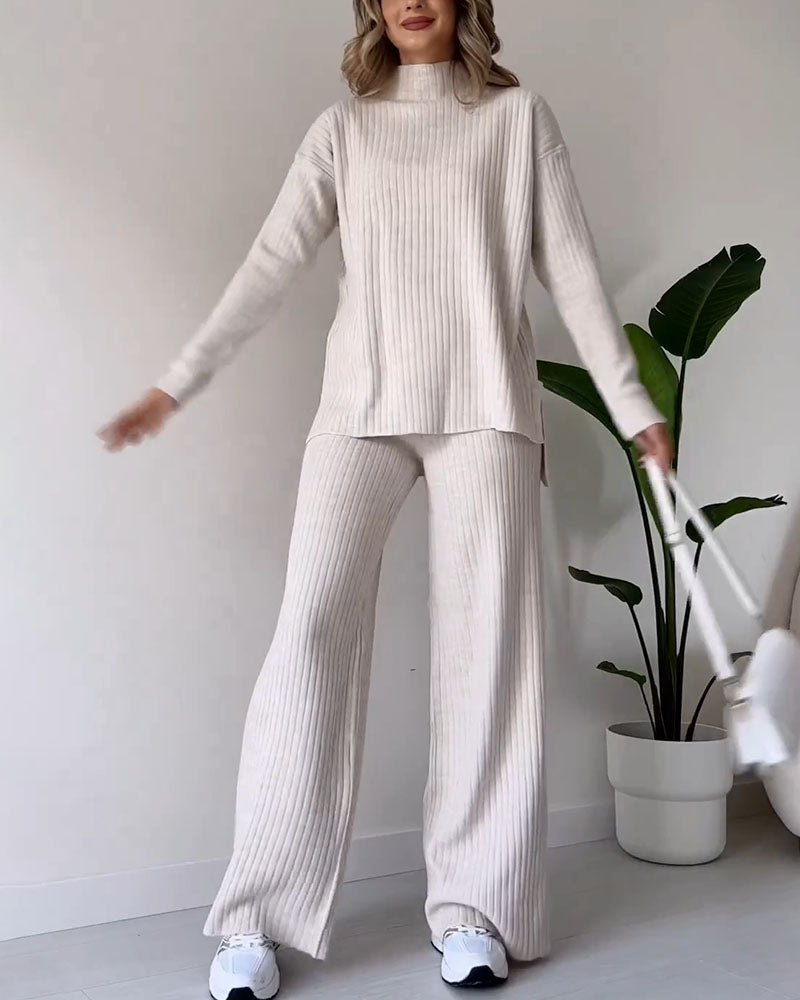 Gebreide Co-Ord Set - Coltrui - Gebreide Broek - Tweedelige Set - Dames Loungewear-Hallo Susanne