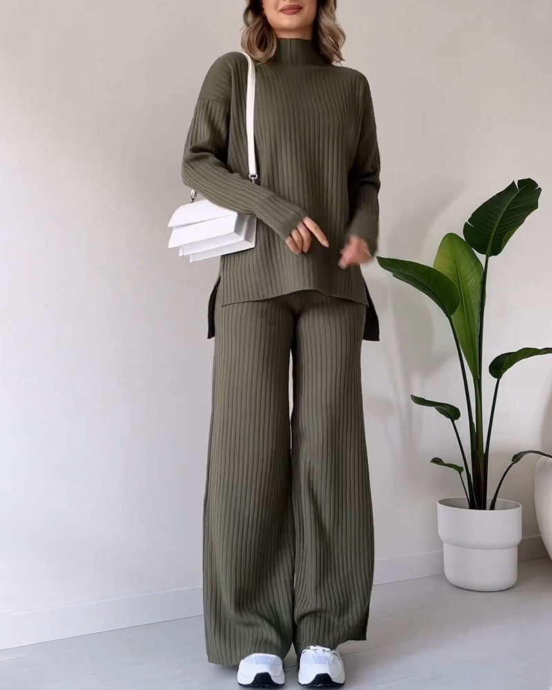 Gebreide Co-Ord Set - Coltrui - Gebreide Broek - Tweedelige Set - Dames Loungewear-Hallo Susanne
