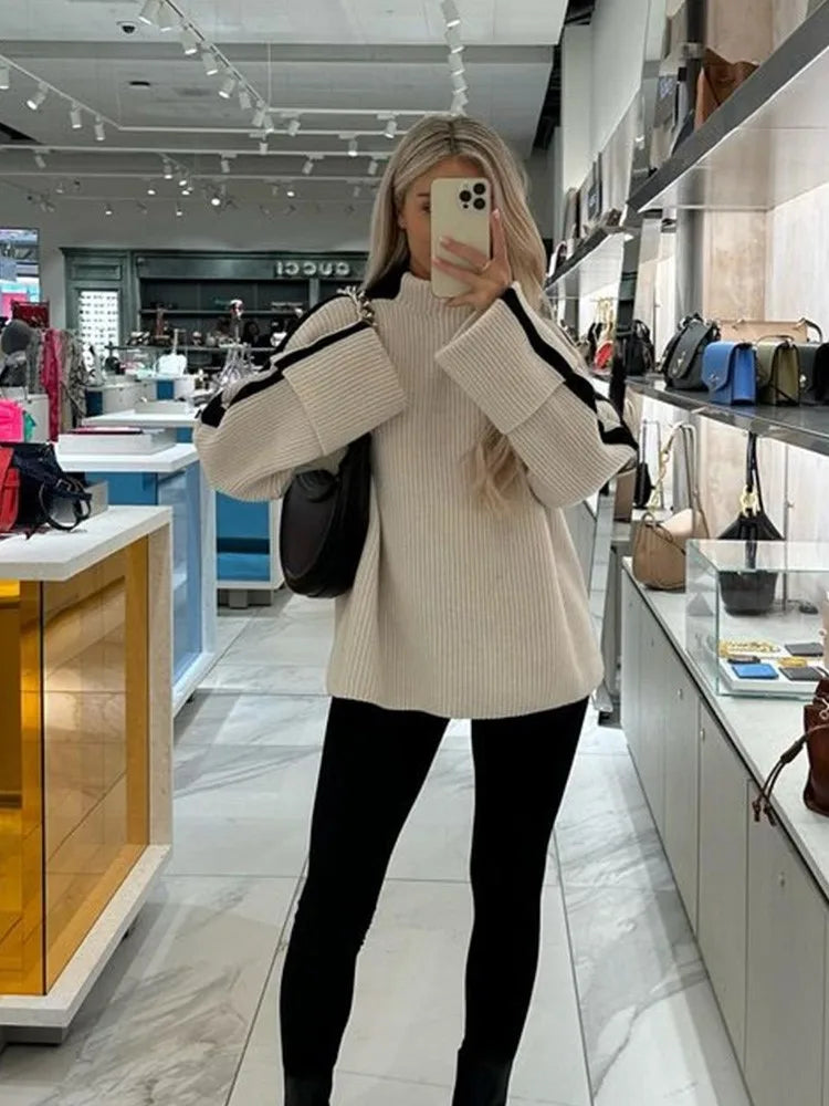 Gebreide trui - Hoge hals - Trui - Oversized trui - Winterkleding voor dames-Hallo Susanne