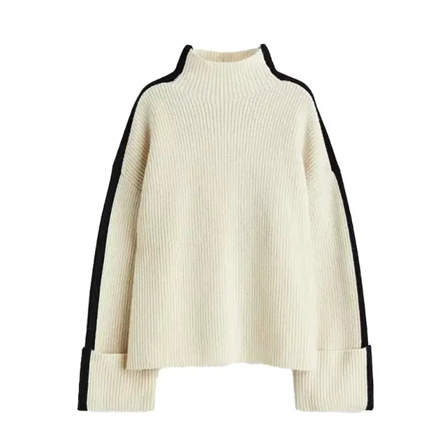 Gebreide trui - Hoge hals - Trui - Oversized trui - Winterkleding voor dames-Hallo Susanne