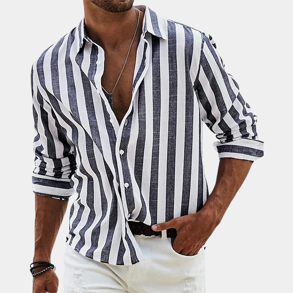 Gestreept overhemd | Button-Up | Zomer | Overhemd met lange mouwen | Overhemd voor heren-Hallo Susanne