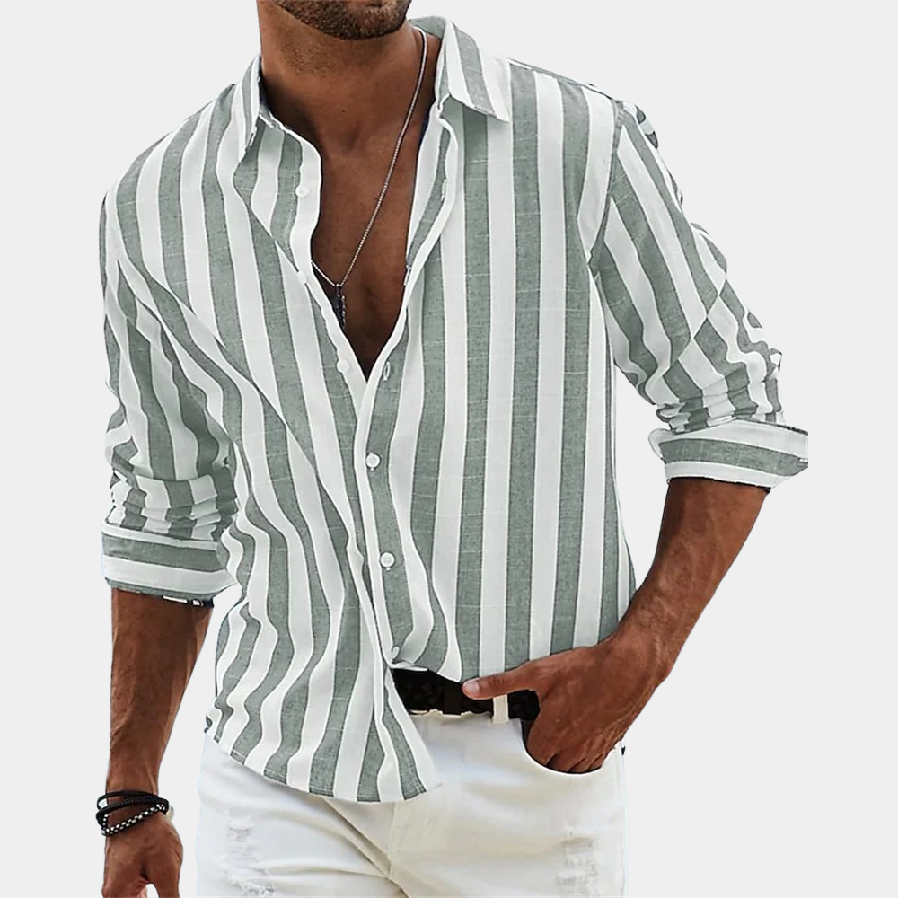 Gestreept overhemd | Button-Up | Zomer | Overhemd met lange mouwen | Overhemd voor heren-Hallo Susanne