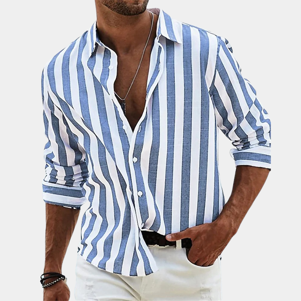 Gestreept overhemd | Button-Up | Zomer | Overhemd met lange mouwen | Overhemd voor heren-Hallo Susanne